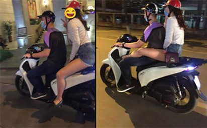 Sợ khiếp vía với phong cách đi xe máy của các cặp đôi yêu nhau