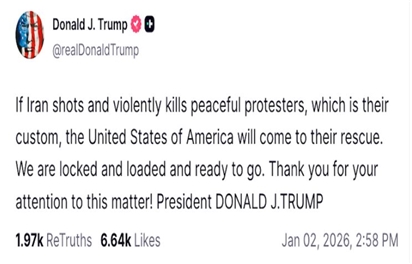 Biểu tình ở Iran: Tổng thống Trump tuyên bố đã ‘khoá mục tiêu’ và 'sẵn sàng hành động'