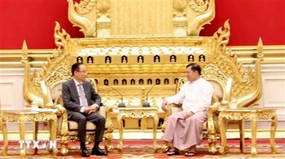 Bộ trưởng Lê Hoài Trung gặp Tổng thống Myanmar Min Aung Hlaing