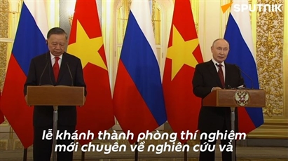 Ông Putin và Chủ tịch nước Việt Nam khánh thành phòng thí nghiệm nghiên cứu bệnh truyền nhiễm
