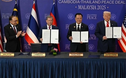 Campuchia, Thái Lan ký tuyên bố chung về thỏa thuận hòa bình