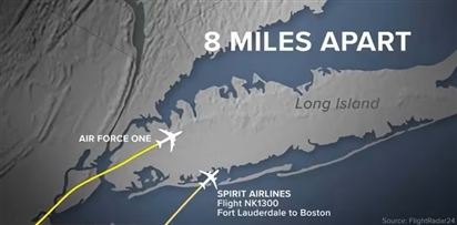 Máy bay chở khách suýt va chạm chuyên cơ của TT Trump
