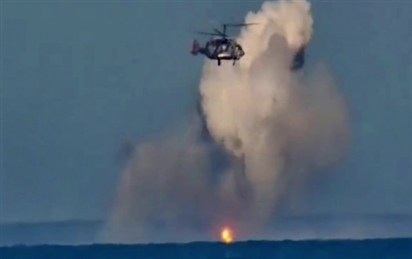 Trực thăng Nga bắn nổ tàu không người lái Ukraine ở Biển Đen