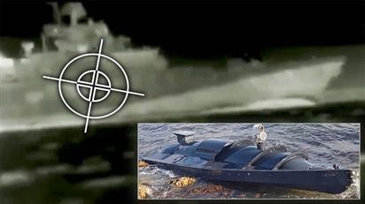Tàu không người lái tấn công soái hạm Nga trên Biển Đen