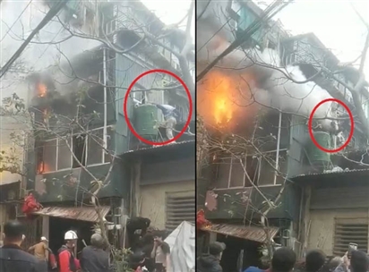 Video: 'Người hùng' cứu cháu bé bị mắc kẹt trong ngôi nhà bốc cháy ở Hà Nội