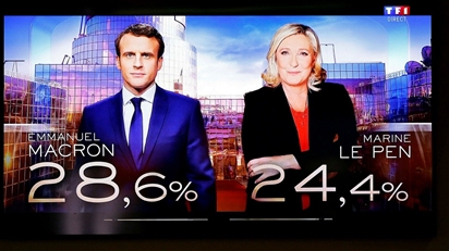 Bầu cử tổng thống Pháp: Tổng thống Macron dẫn trước đối thủ, bà Le Pen tuyên bố ''không muốn chờ đợi để lau đi những giọt nước mắt''