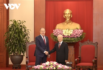 Tổng Bí thư Nguyễn Phú Trọng tiếp Bộ trưởng Ngoại giao LB Nga Sergei Lavrov