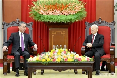 Tổng Bí thư Nguyễn Phú Trọng tiếp Bộ trưởng Ngoại giao Trung Quốc Vương Nghị