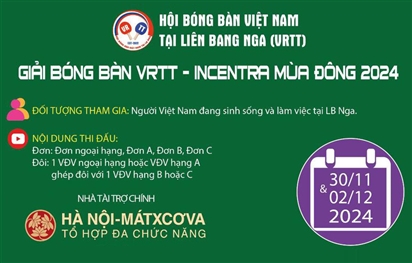 Thông báo tổ chức giải bóng bàn «CÚP VRTT-INCENTRA MÙA ĐÔNG 2024»